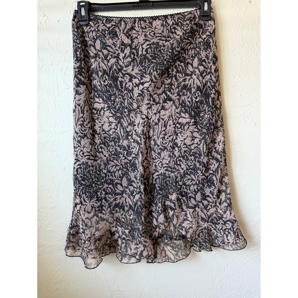 Connected Apparel Floral‎ Print Midi Skirt Elastic Waist Women's Size L